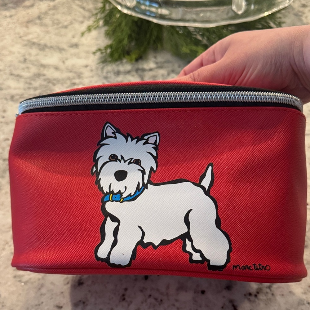 Marc Tetro Red Westie Zip Cosmetic Pouch